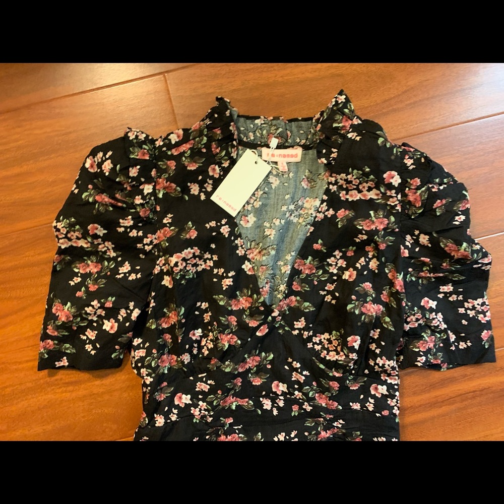 Re:named Ruched Floral Short Sleeve Dress - Small - Picture 4 of 7